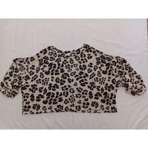 By Together Leopard Print Oversized Cropped Top RJ934 Small Made in USA